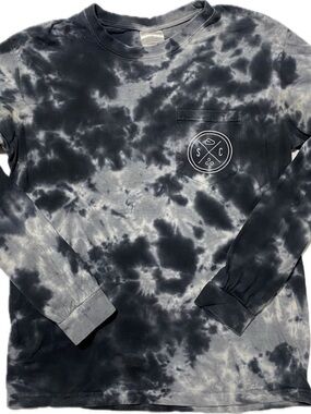 Sand Cloud Men's Black & Gray Tie-Dye Long Sleeve Pocket Tee